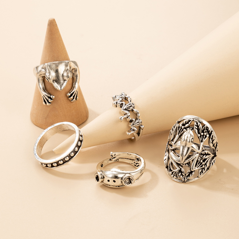 wholesale new simple geometric frog element ring set Nihaojewelry