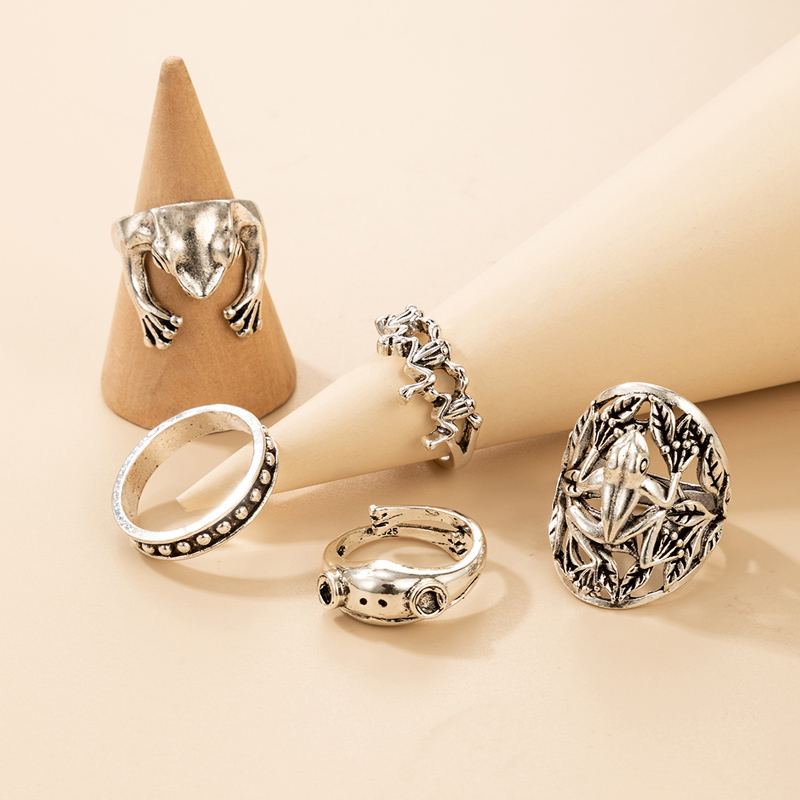 wholesale new simple geometric frog element ring set Nihaojewelry