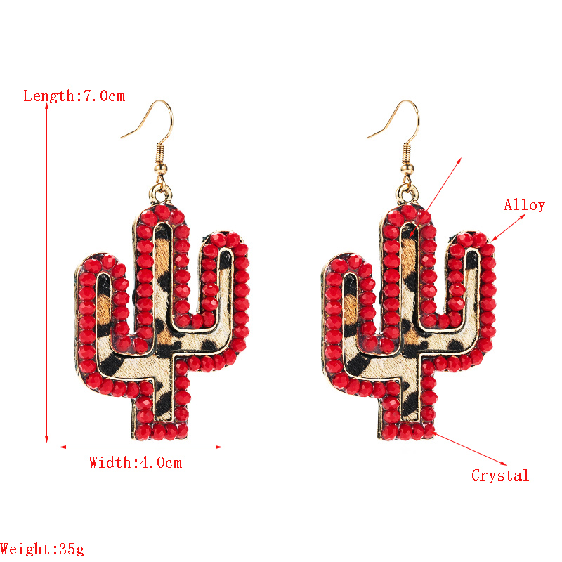 wholesale new creative leather leopard print cactus earrings Nihaojewelrypicture1