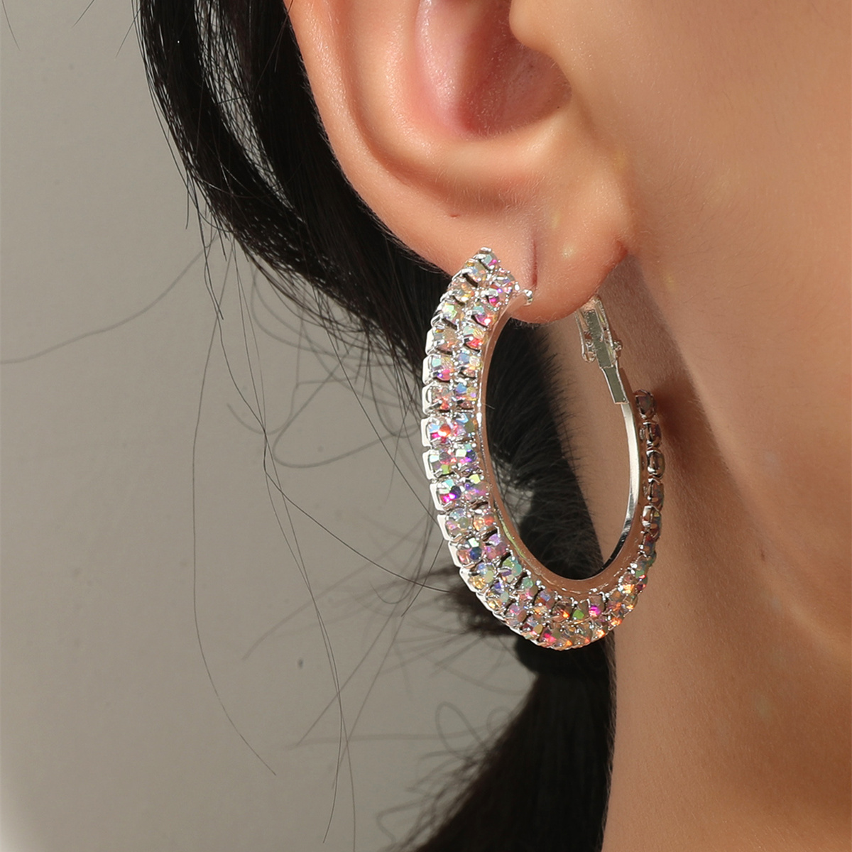 wholesale fashion double row crystal diamond earring Nihaojewelry