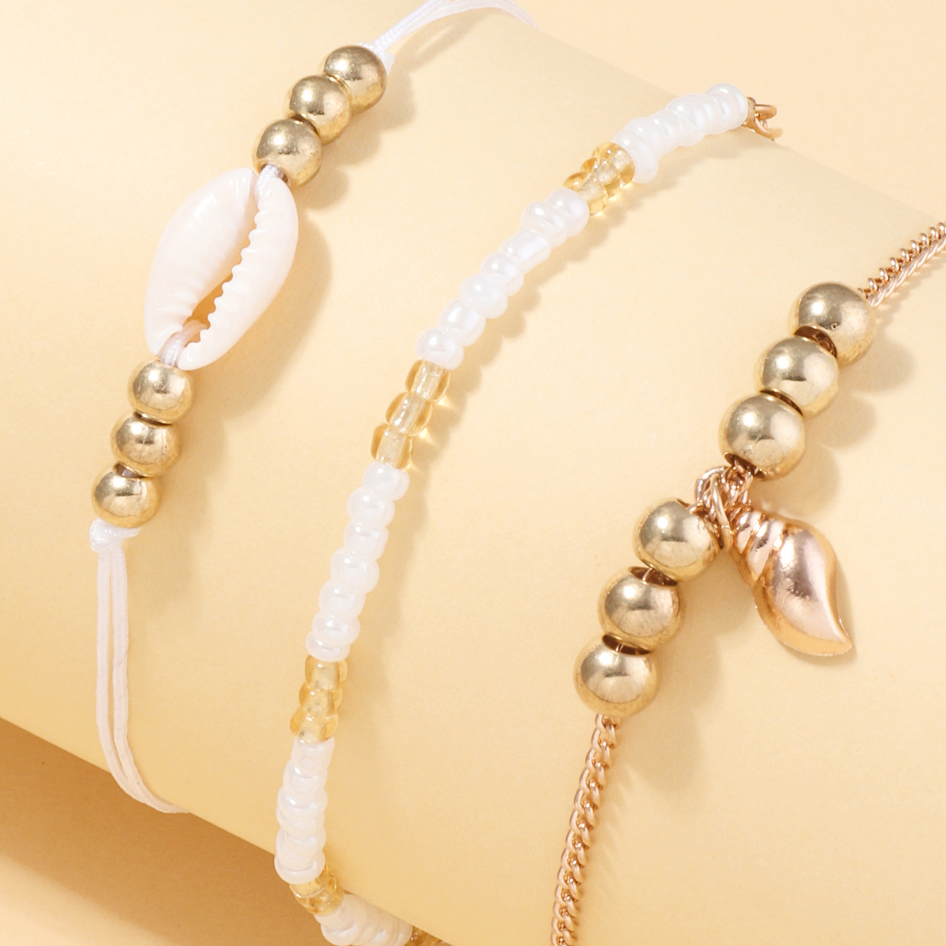 wholesale jewelry ethnic style imitation pearl rice beads elastic bracelet 3-piece set nihaojewelry