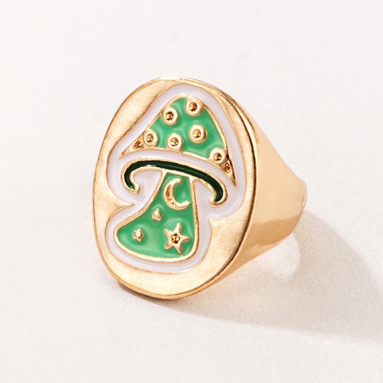 wholesale jewelry cartoon multi-color mushroom ring nihaojewelry