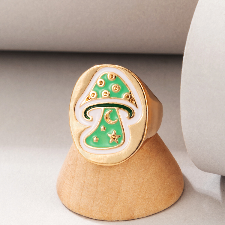 wholesale jewelry cartoon multi-color mushroom ring nihaojewelry