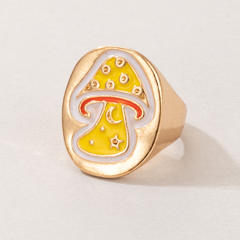 wholesale jewelry cartoon multi-color mushroom ring nihaojewelry