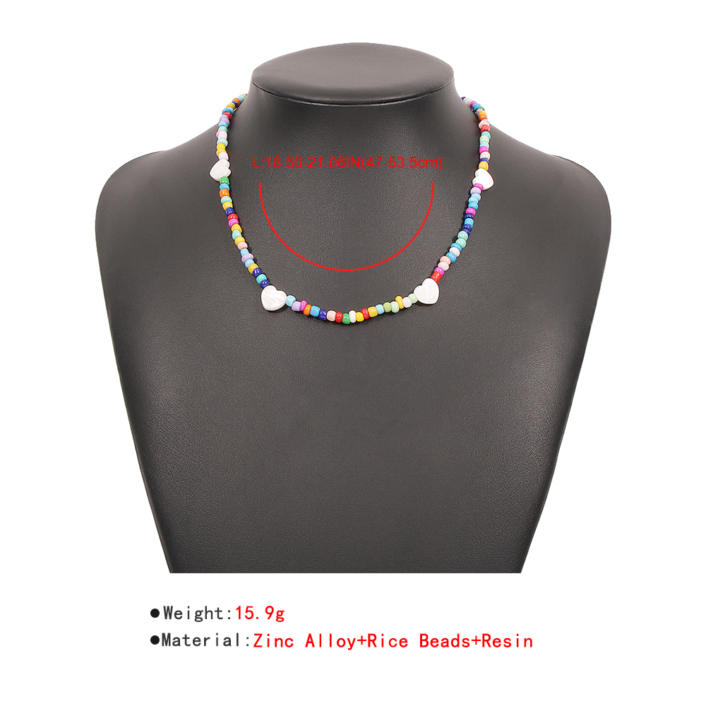 Grohandel Schmuck bhmischen kollidierenden Farbe Reis Perlen Herz Halskette Nihaojewelrypicture3