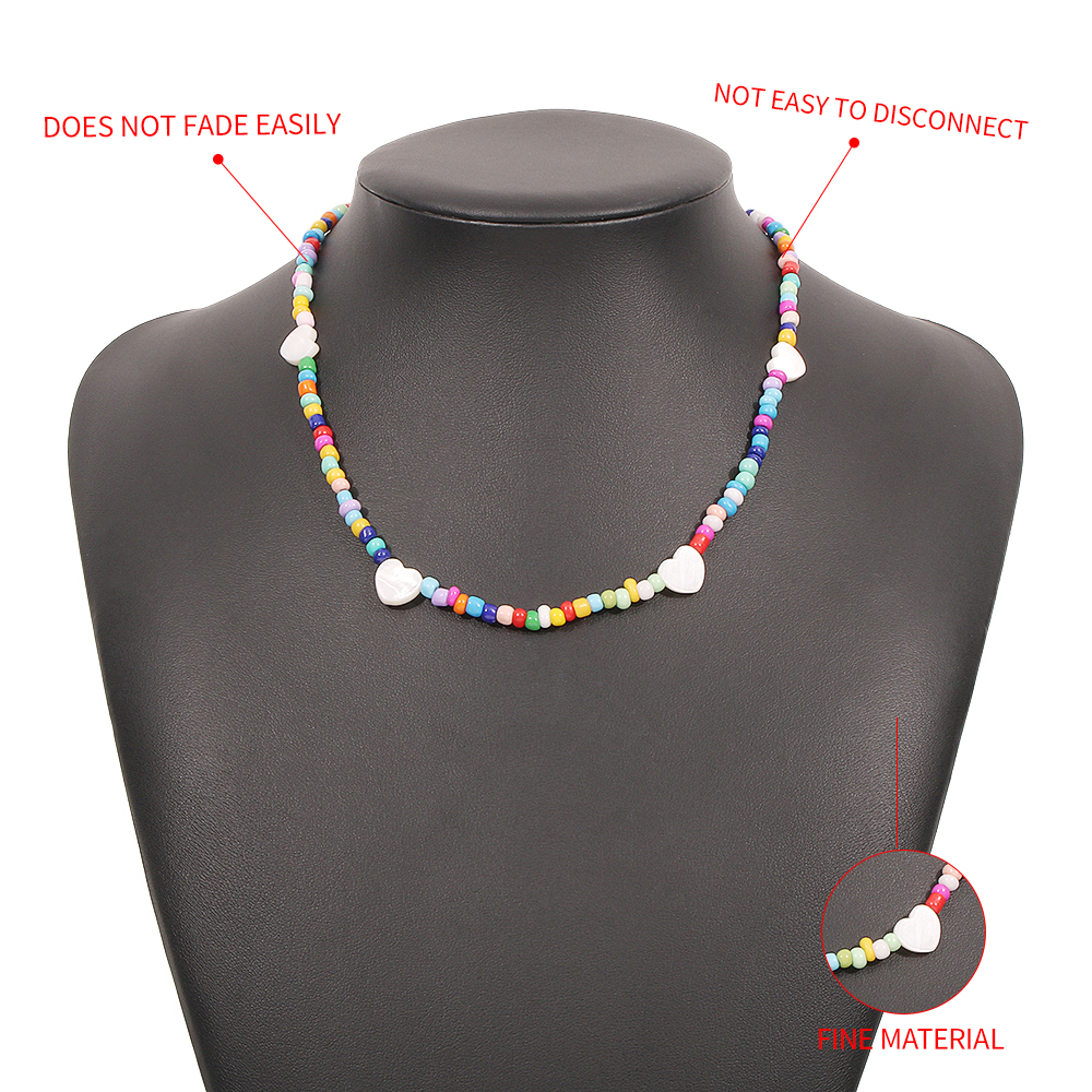 Grohandel Schmuck bhmischen kollidierenden Farbe Reis Perlen Herz Halskette Nihaojewelrypicture4