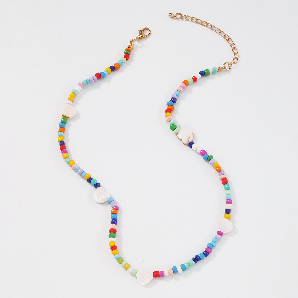 Grohandel Schmuck bhmischen kollidierenden Farbe Reis Perlen Herz Halskette Nihaojewelrypicture5