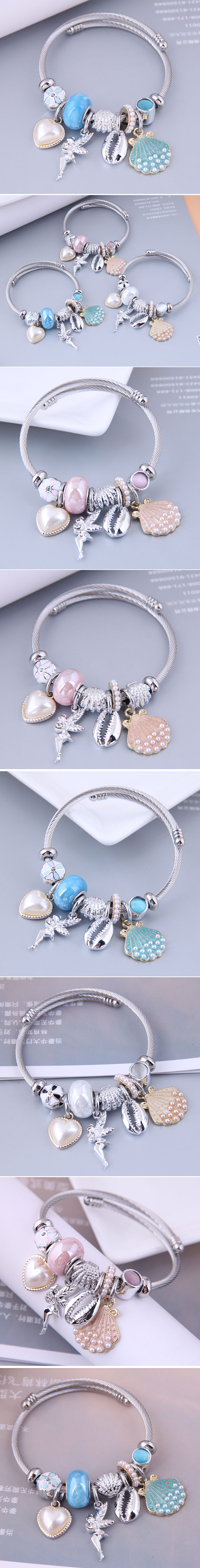 Nihaojewelry wholesale jewelry fashion metal peach heart angel sea shell pendant bracelet