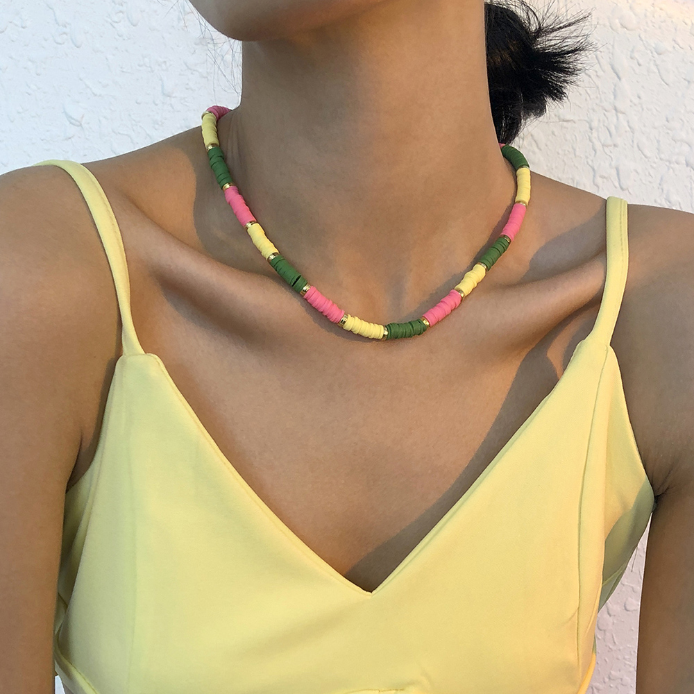Nihaojewelry einfache Kontrastfarbe weiche Keramik geometrische Halskette Grohandel Schmuckpicture1