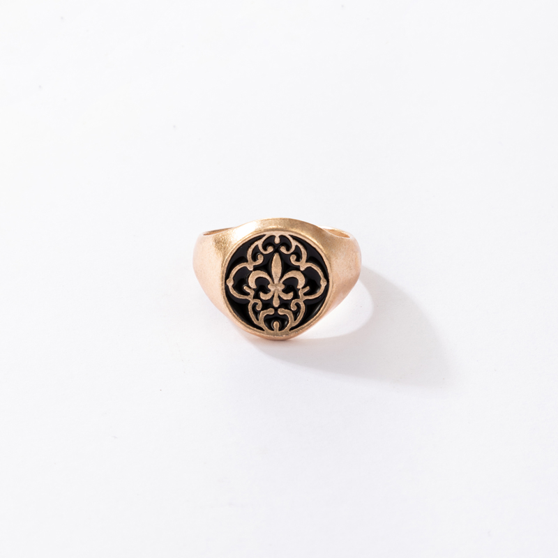 retro black carved alloy thick ring wholesale Nihaojewelry