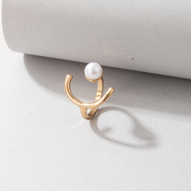 fashion geometric inlaid pearl adjustable ring wholesale Nihaojewelry