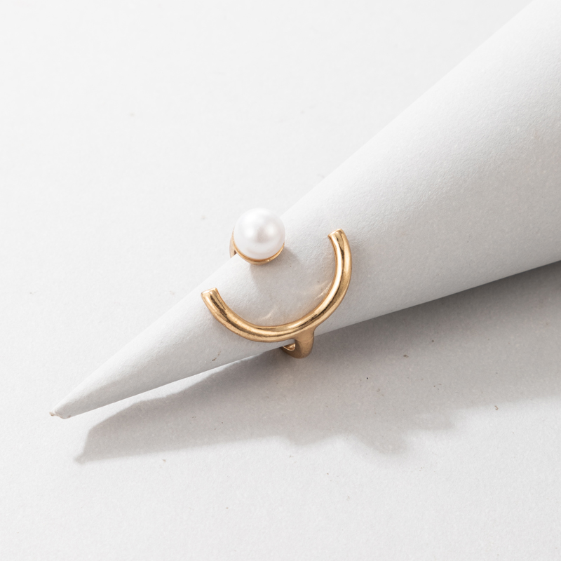 fashion geometric inlaid pearl adjustable ring wholesale Nihaojewelry