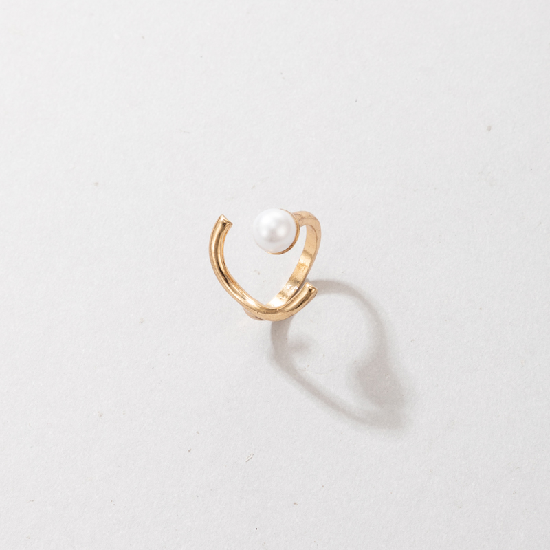 fashion geometric inlaid pearl adjustable ring wholesale Nihaojewelry