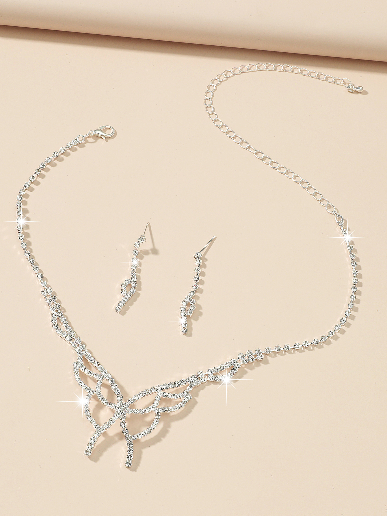 Collier papillon strass en cristal coren boucles d39oreilles bijoux de mariage en gros Nihaojewelrypicture1