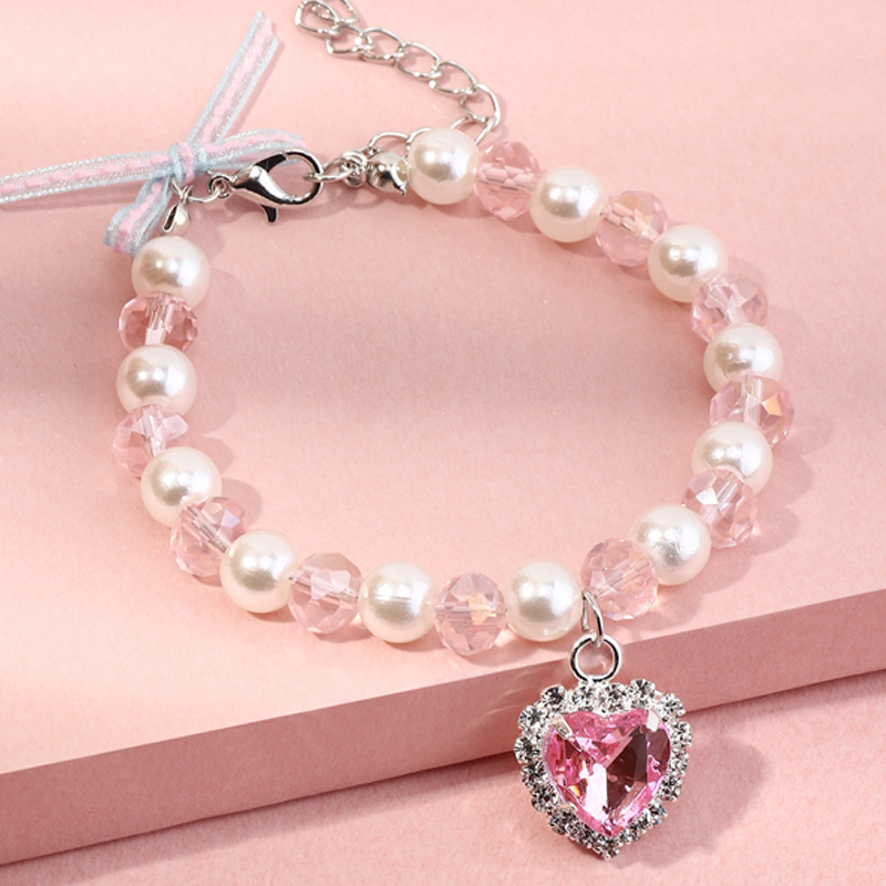 Heart rhinestone pendent pearl crystal chain bracelet wholesale Nihaojewelry