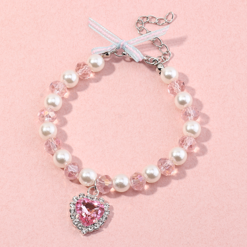 Heart rhinestone pendent pearl crystal chain bracelet wholesale Nihaojewelry