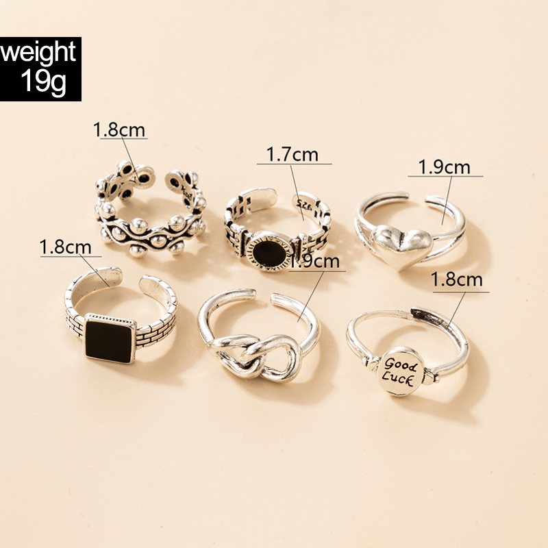 fashion watch heart-shaped opening adjustable six-piece engraving ring wholesale Nihaojewelry