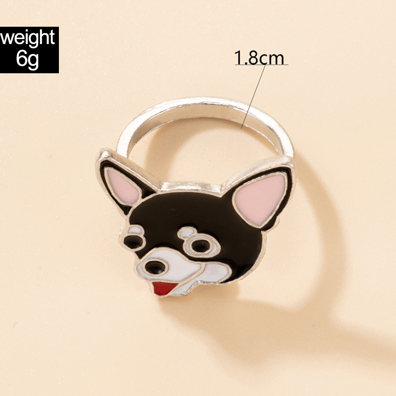 Fun cute animal puppy alloy ring wholesale Nihaojewelry