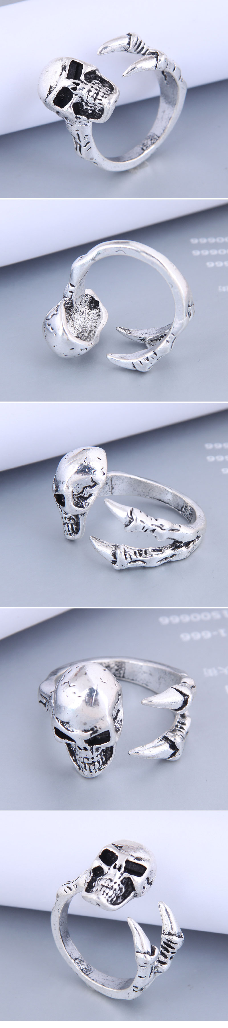 fashion retro simple skull open alloy ring wholesale Nihaojewelry