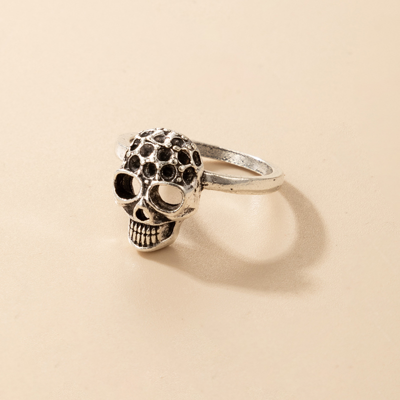 retro three-dimensional skull alloy ring wholesale Nihaojewelry