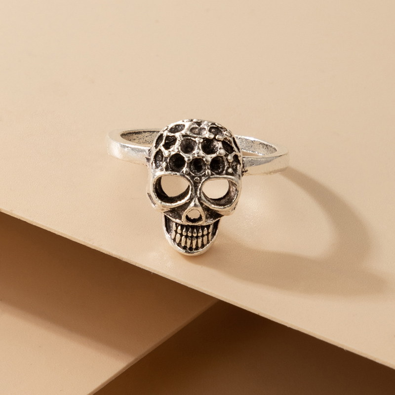 retro three-dimensional skull alloy ring wholesale Nihaojewelry