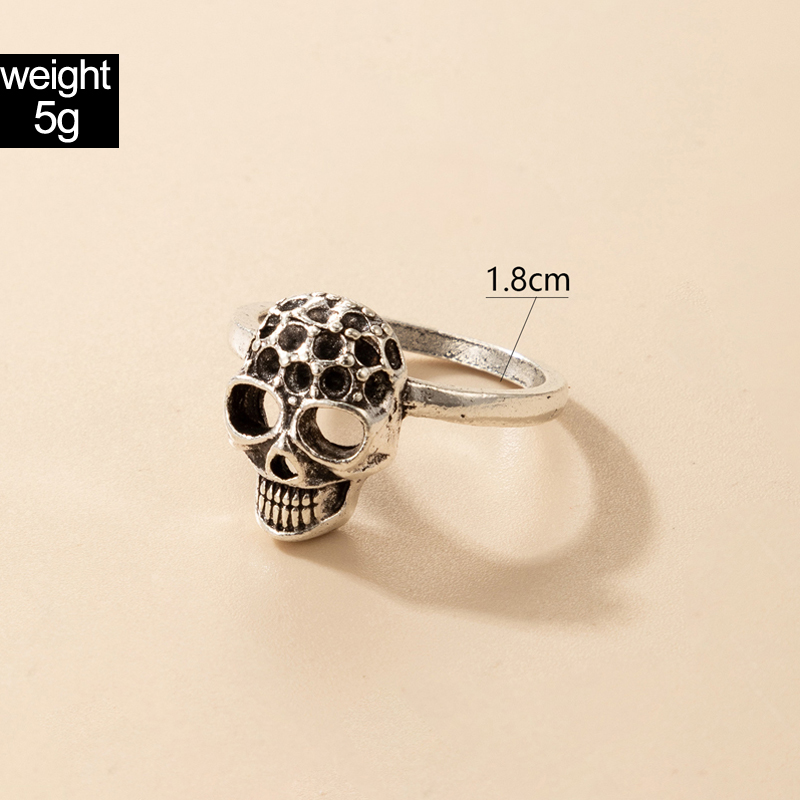 retro three-dimensional skull alloy ring wholesale Nihaojewelry