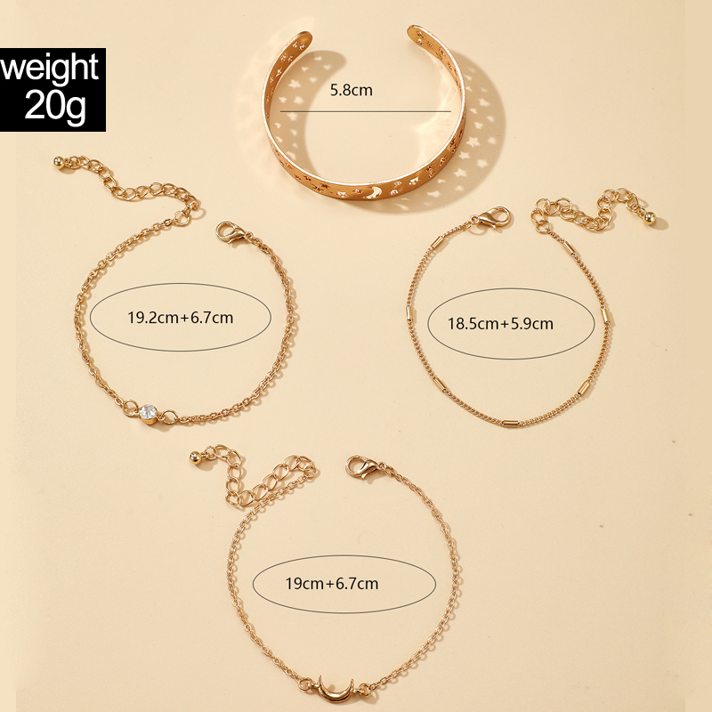 fashion hollow star moon diamond bracelet four-piece set wholesale Nihaojewelry