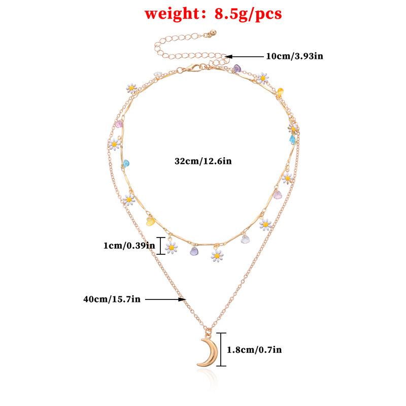 retro moon pendant flower diamond short clavicle chain wholesale Nihaojewelry