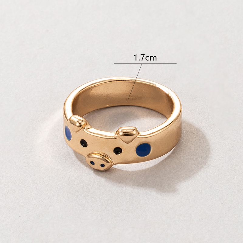 wholesale jewelry cute piggy multi-color golden ring nihaojewelry