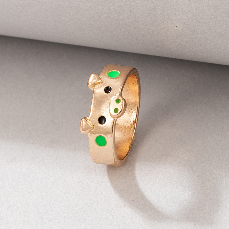 wholesale jewelry cute piggy multi-color golden ring nihaojewelry