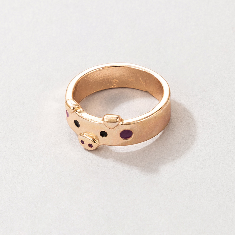 wholesale jewelry cute piggy multi-color golden ring nihaojewelry