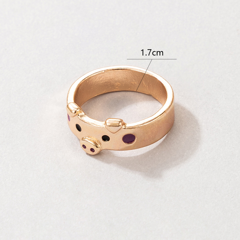 wholesale jewelry cute piggy multi-color golden ring nihaojewelry