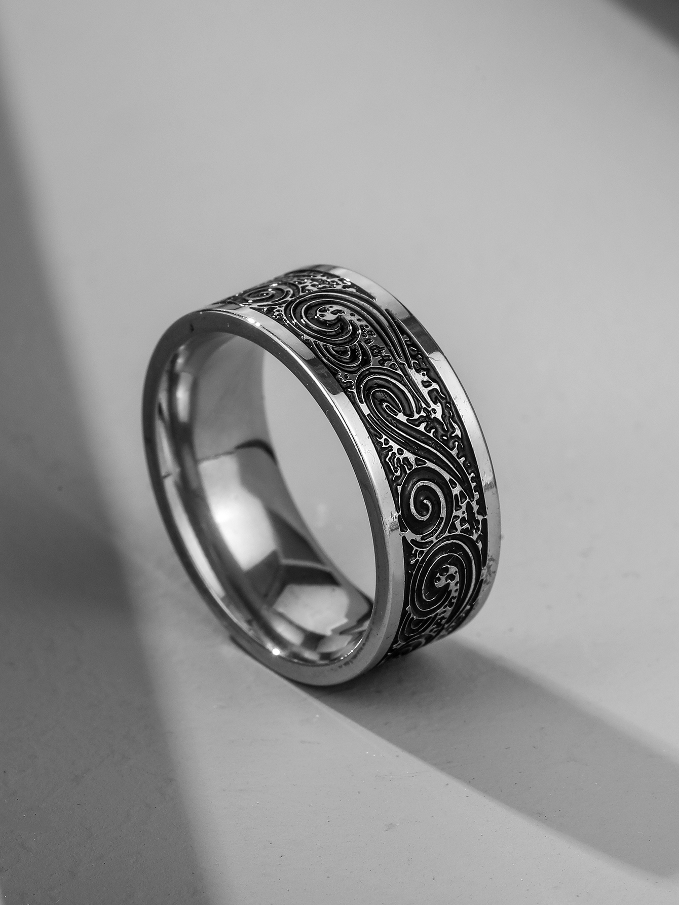 Vintage Carved Titanium Steel Ring Wholesale Nihaojewelrypicture5