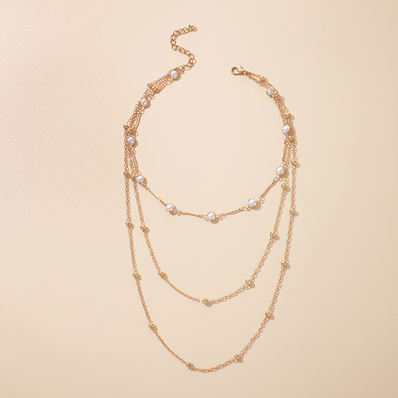 Koreanische geometrische mehrschichtige Perlenkette Grohandel Nihaojewelrypicture1