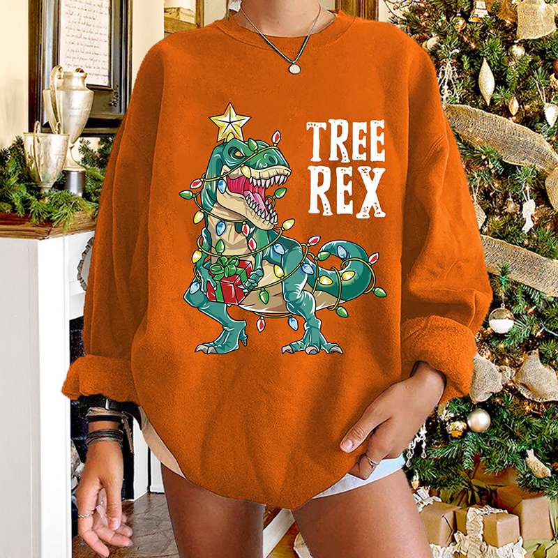 Suéter de manga larga con cuello redondo y estampado de dinosaurio navideño  al por mayor NHWU412791
