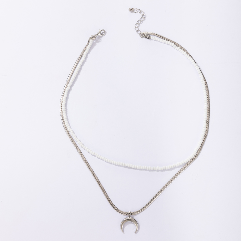 BohoStil handgetragene weie Perlen Mond mehrschichtige Halskette Grohandel Nihaojewelrypicture1