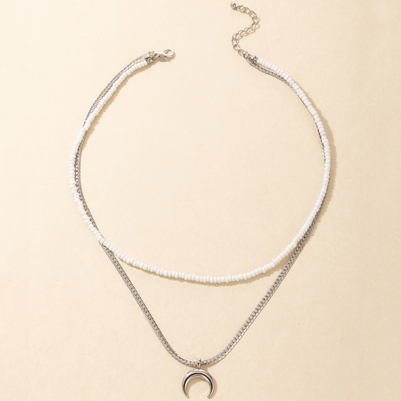 BohoStil handgetragene weie Perlen Mond mehrschichtige Halskette Grohandel Nihaojewelrypicture2