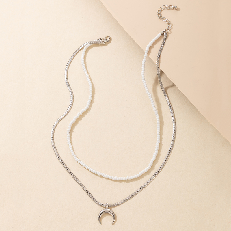 BohoStil handgetragene weie Perlen Mond mehrschichtige Halskette Grohandel Nihaojewelrypicture3