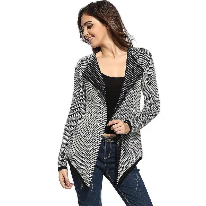 Vente en gros pull cardigan tricot  carreaux  rayures lches nihaojewelrypicture1