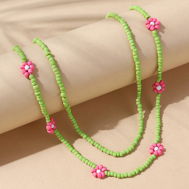 fashion creative beads flowers double-layer necklace wholesale Nihaojewelry