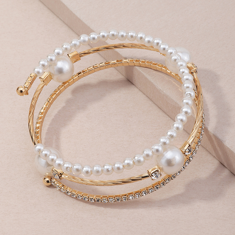 fashion geometric pearl rhinestone bracelet wholesale Nihaojewelry