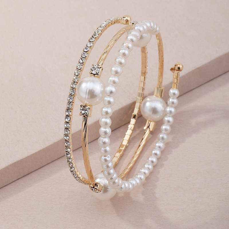 fashion geometric pearl rhinestone bracelet wholesale Nihaojewelry