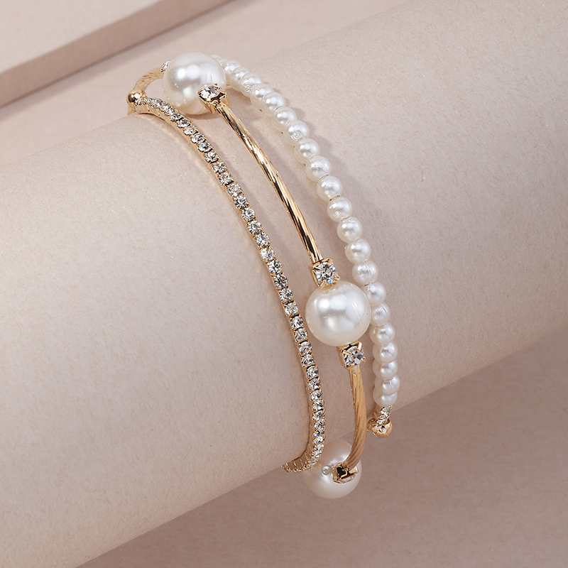 fashion geometric pearl rhinestone bracelet wholesale Nihaojewelry