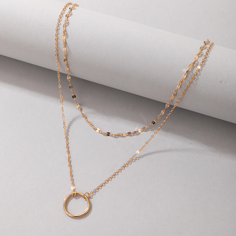 Mode mehrschichtiger goldener Kreis hngende mehrschichtige Halskette Grohandel Nihaojewelrypicture1