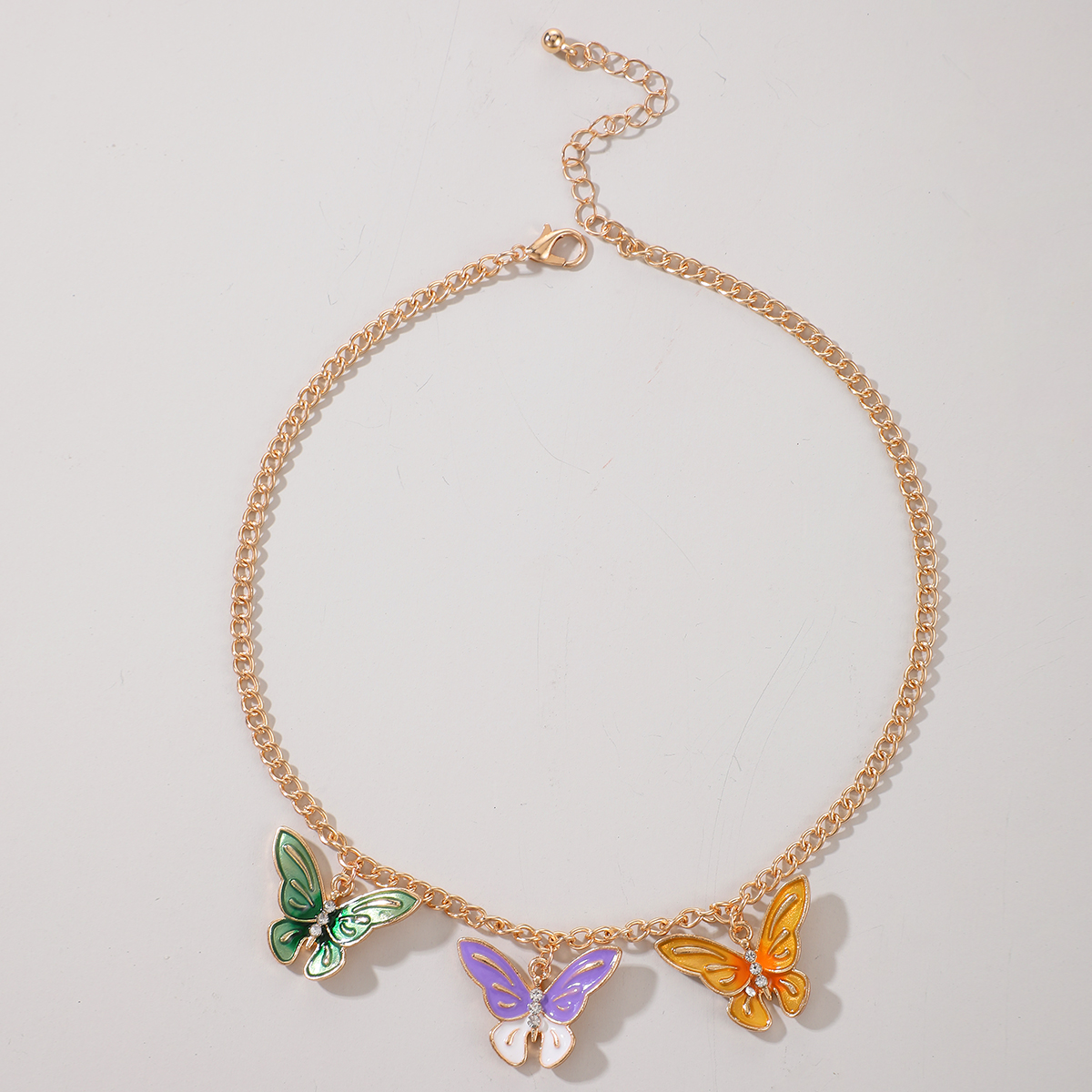 Simple alloy multicolor epoxy resin dripping butterfly necklace wholesale Nihaojewelrypicture1