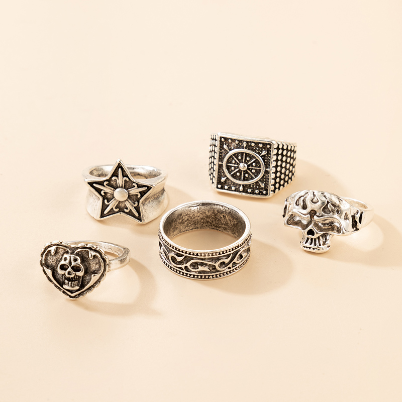 wholesale new rudder skull alloy ring set Nihaojewelry