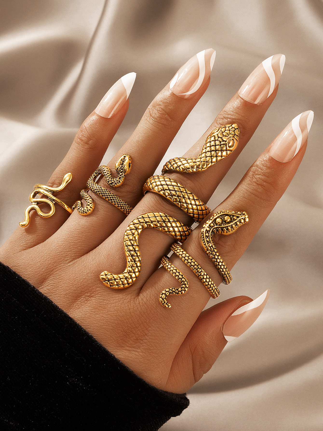 wholesale Bohemian creative oil dripping snakeshaped ring set Nihaojewelrypicture6
