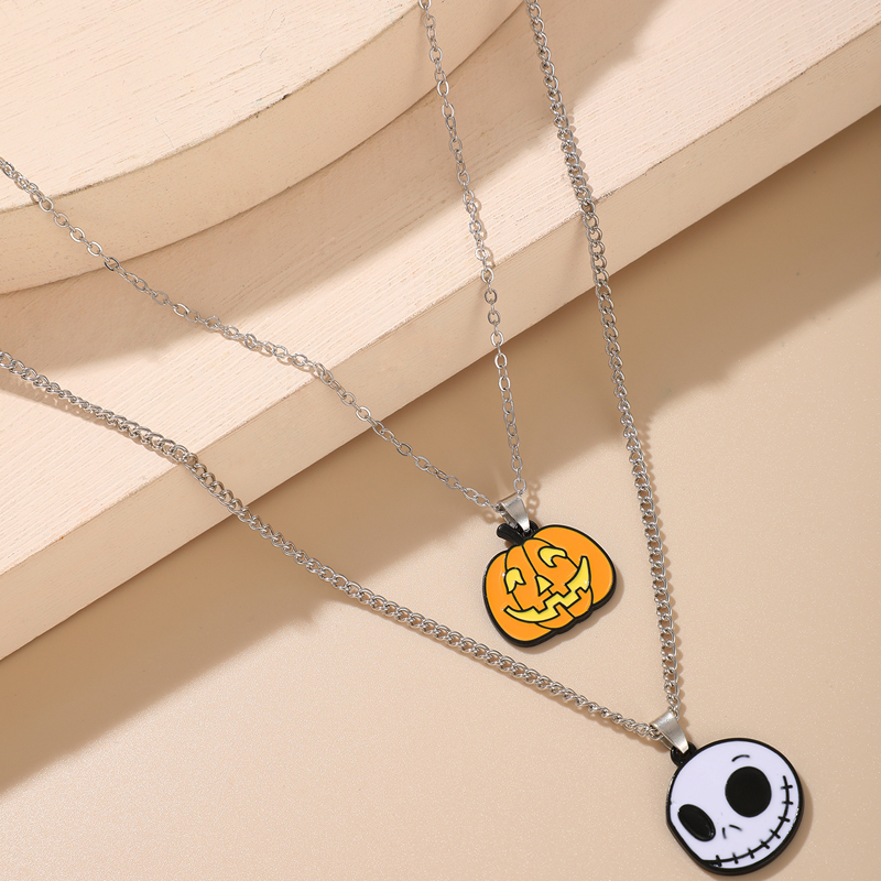 Wholesale Halloween Cute Pumpkin Ghost Bat Pendant Necklace Nihaojewelry