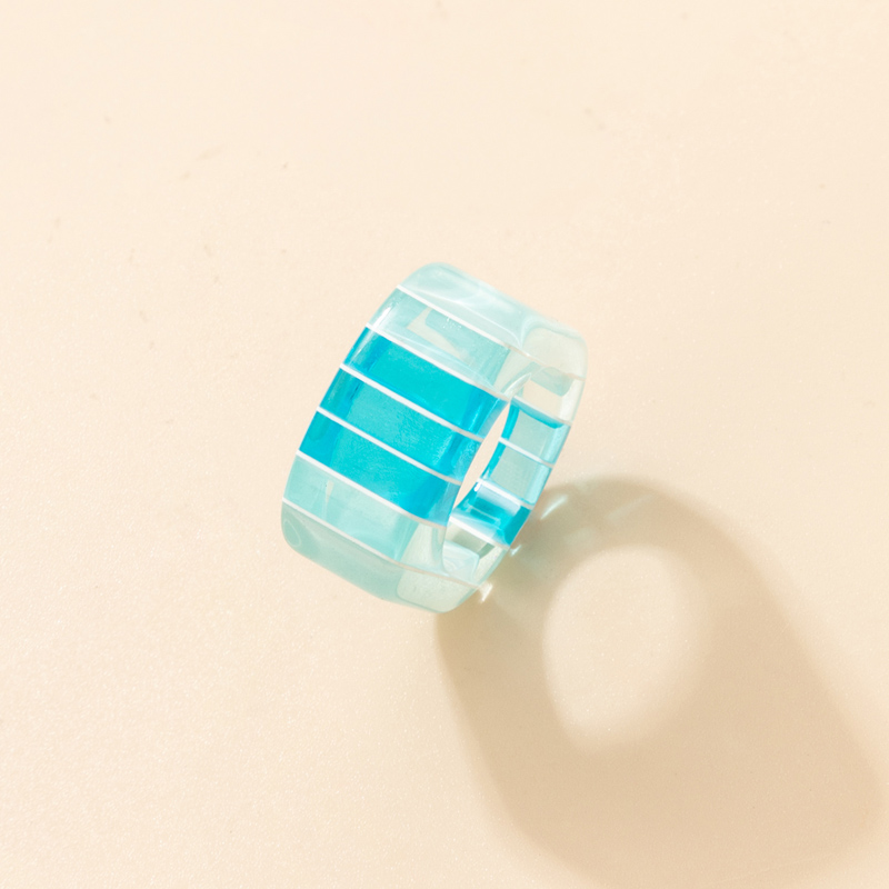 wholesale Korean style blue striped acrylic ring Nihaojewelrypicture1