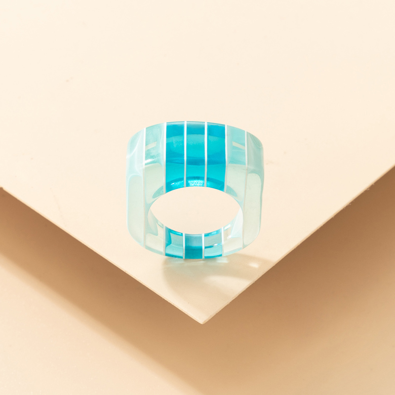 wholesale Korean style blue striped acrylic ring Nihaojewelrypicture4